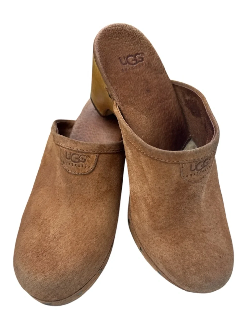 UGG Tan Chestnut Suede Slip-On Clogs with Box Size 6 EUC - Picture 2 of 13